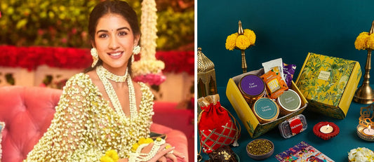 Picture of Radhika Ambani on left and Yellow Gift Hamoer on the Right