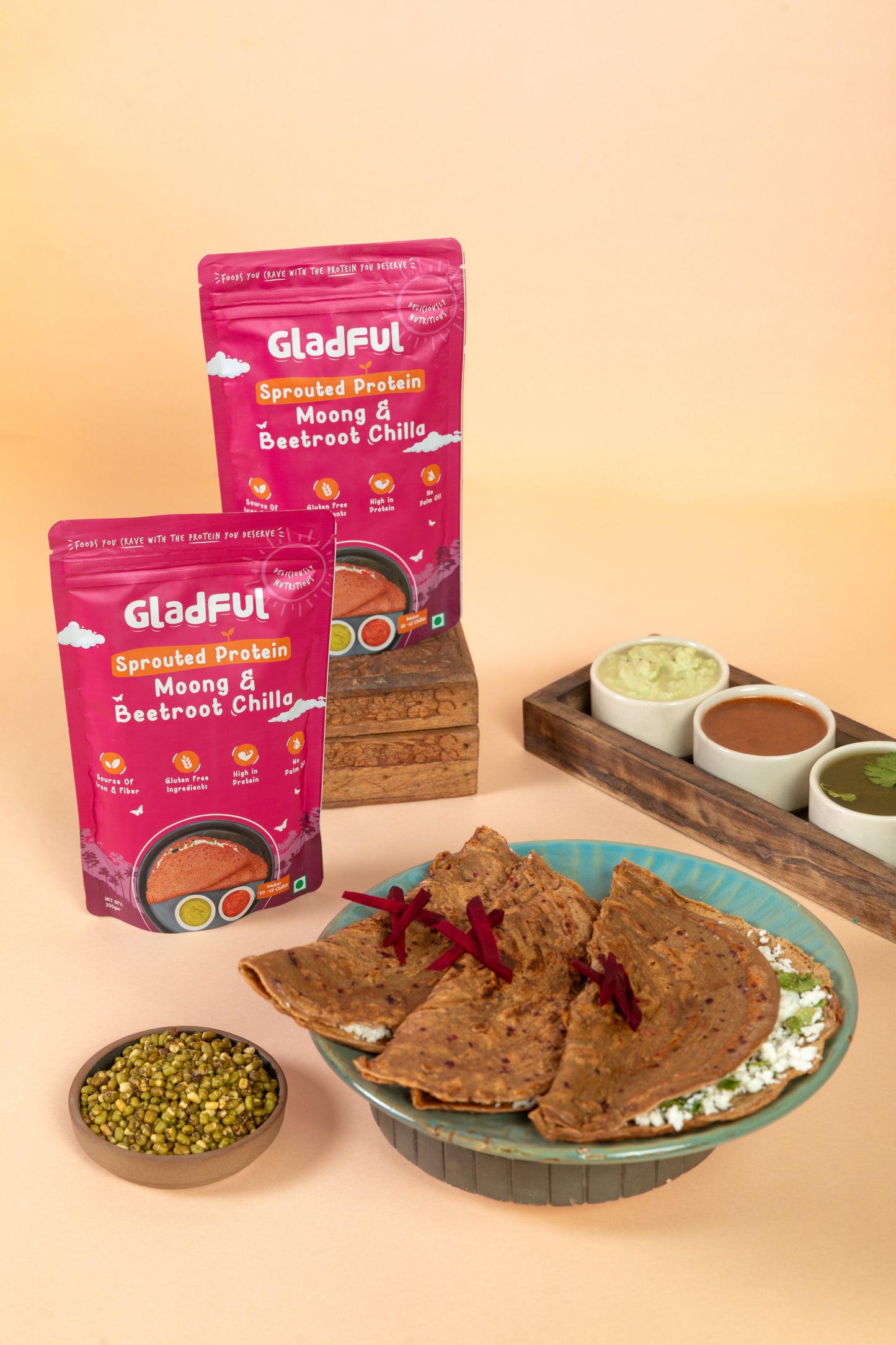 Gladful Spinach Chilla and Beetroot Chilla Instant Mix Pack of 2*200gms