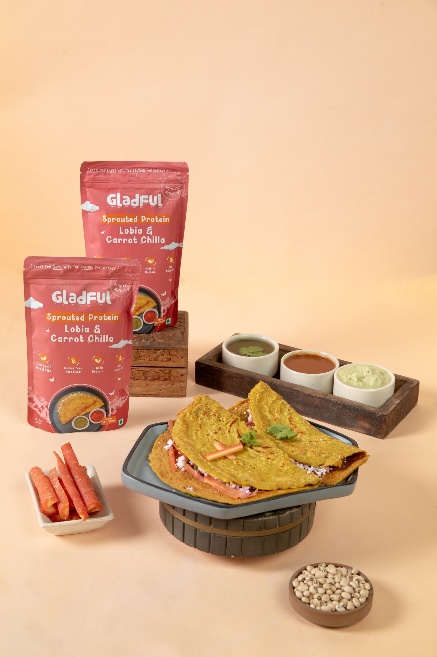 Gladful Carrot Chilla and Methi Chilla Instant Mix - Pack of 2*200gms