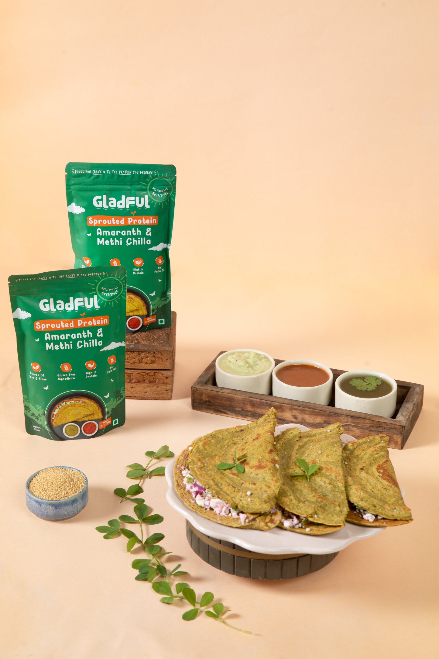 Gladful Carrot Chilla and Methi Chilla Instant Mix - Pack of 2*200gms