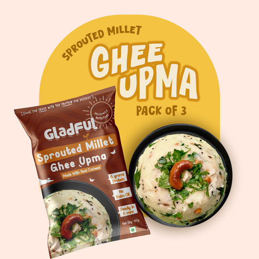 Gladful Desi Ghee and Millet Instant Upma with Cashews - Pack of 3