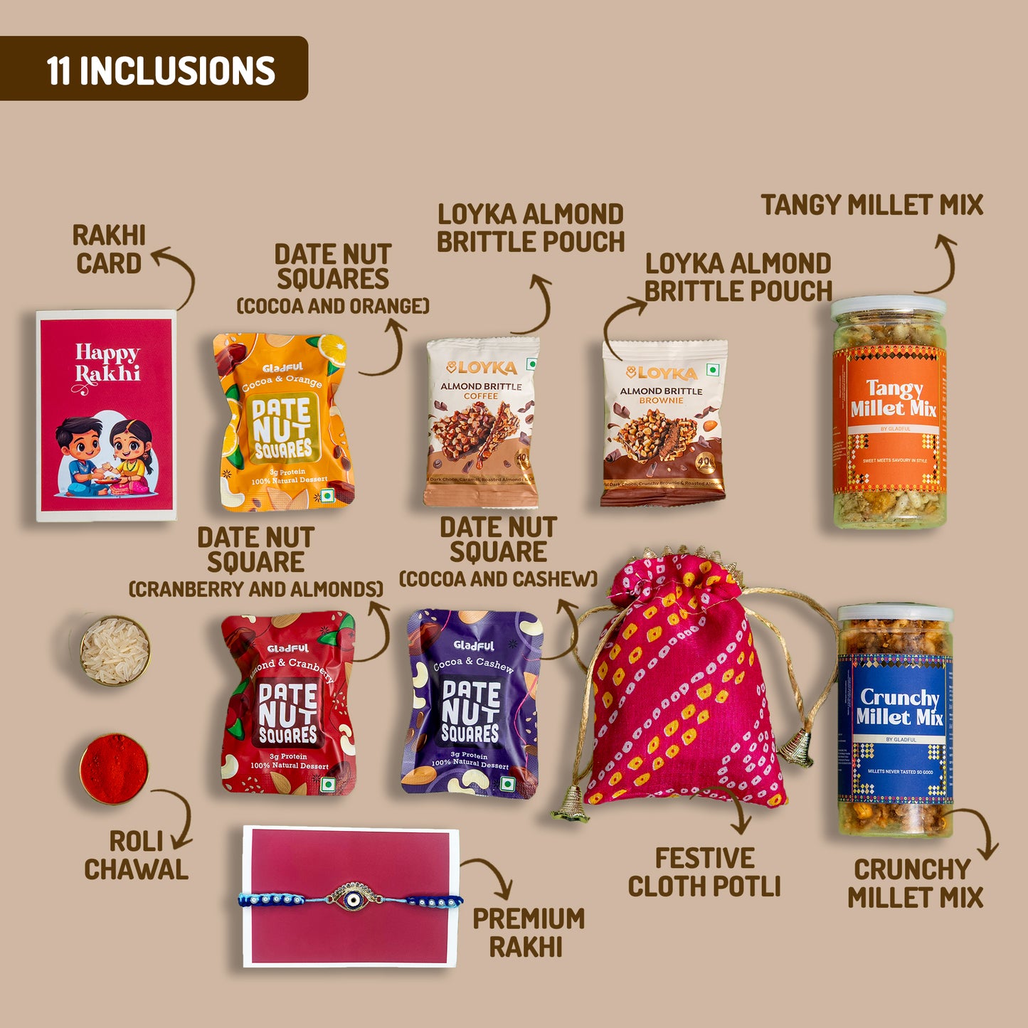 Pyaar ka Pitaara Rakhi Gift Hamper - 11 Products