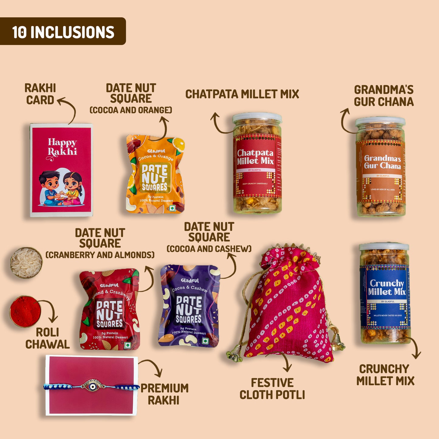 Healthy Delights Rakhi Gift Hamper - 10 Products