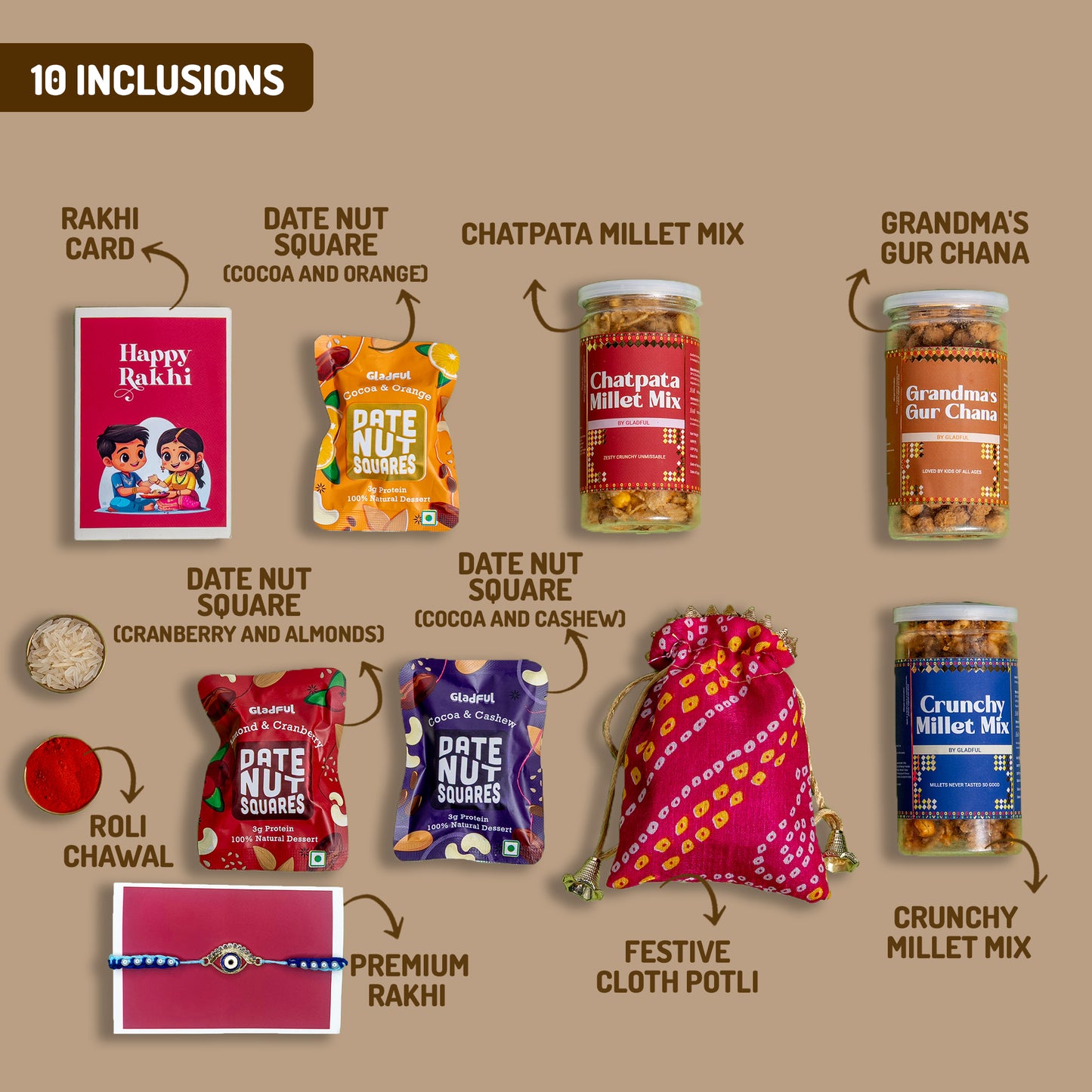 Millet Special Wholesome Rakhi Gift Hamper - 10 Products