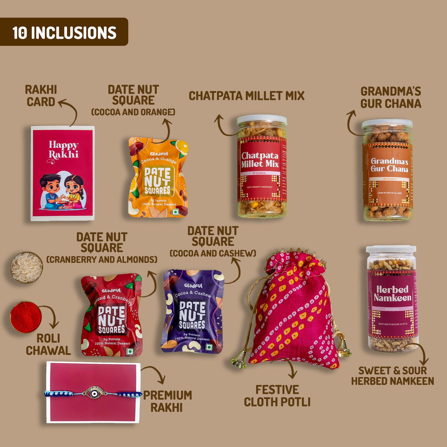 Millet Special Wholesome Rakhi Gift Hamper - 10 Products