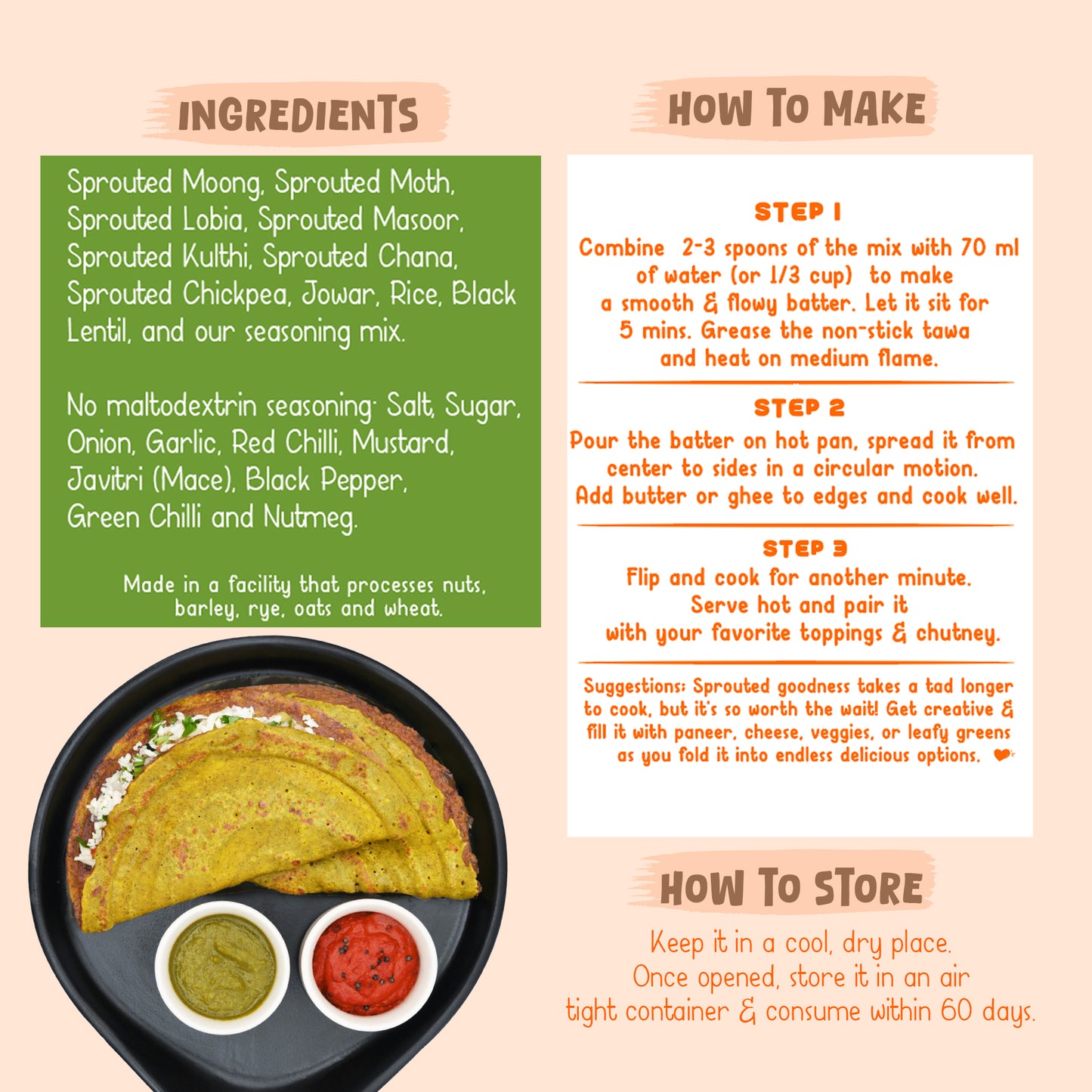 Sprouted Moong Dal Achari Chilla - 200gms