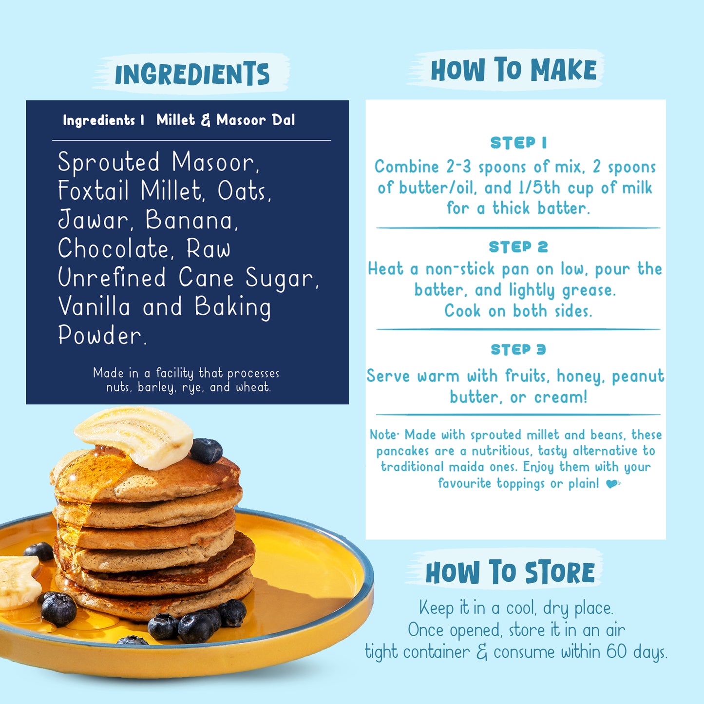 Chocolate Pancake Mix with Jowar and Oats -  150gms