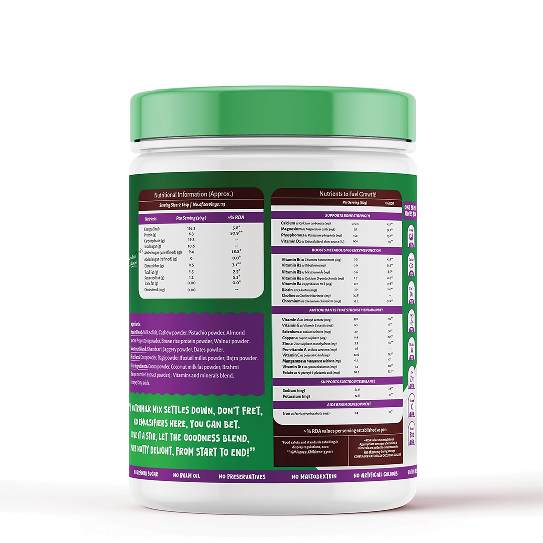Nutra Milk Mix 2+ yrs | 400 gms | Chocolate | High Protein | No Refined Sugar | No Maltodextrin