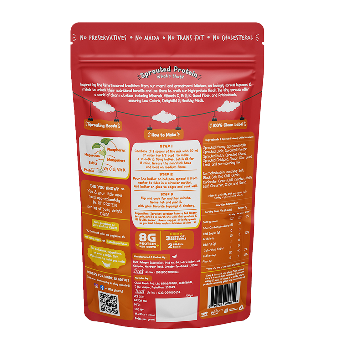 Schezwan Sprouted Moong Dal Chilla - 200gms