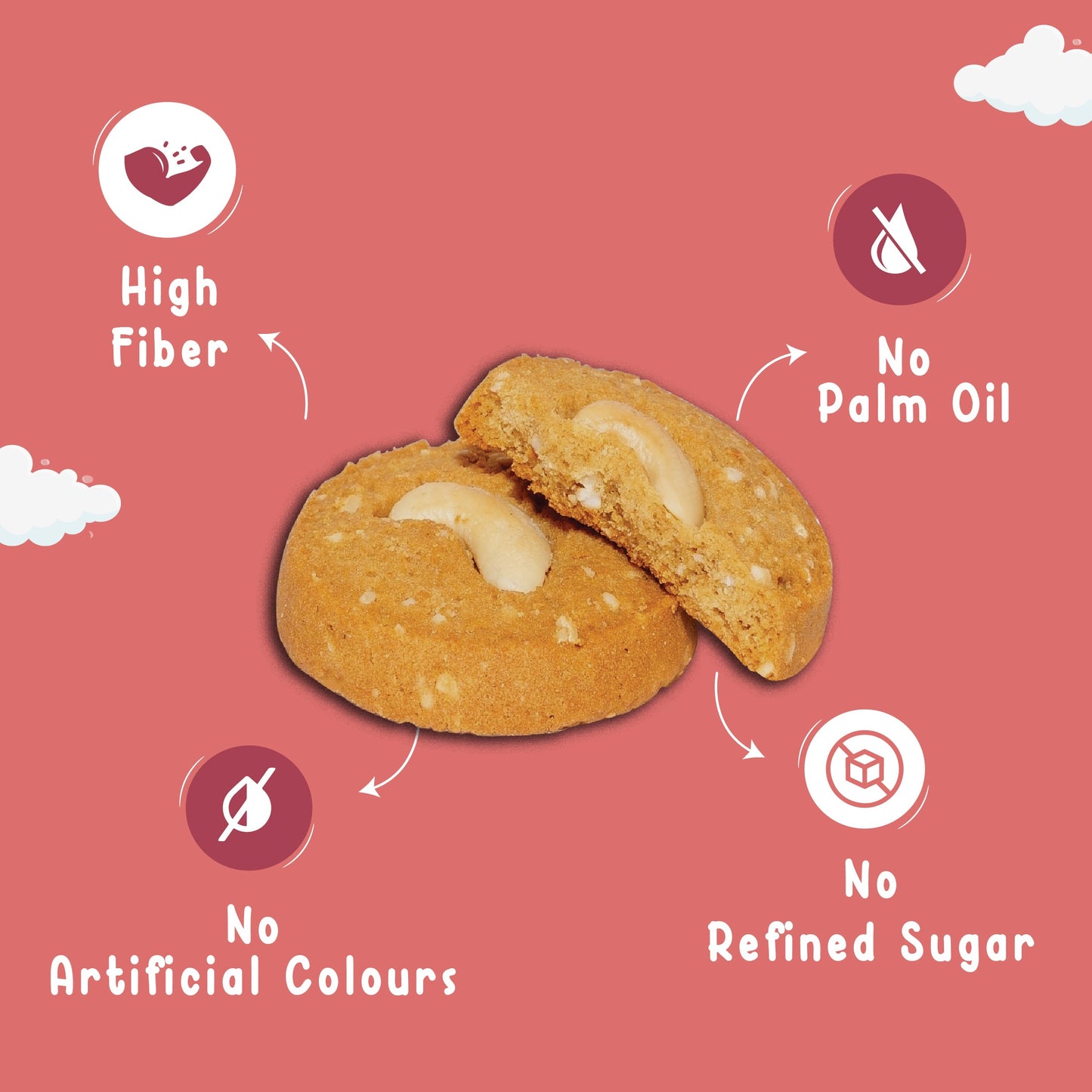 Wholewheat atta Cashew Cookies with no added refined sugar