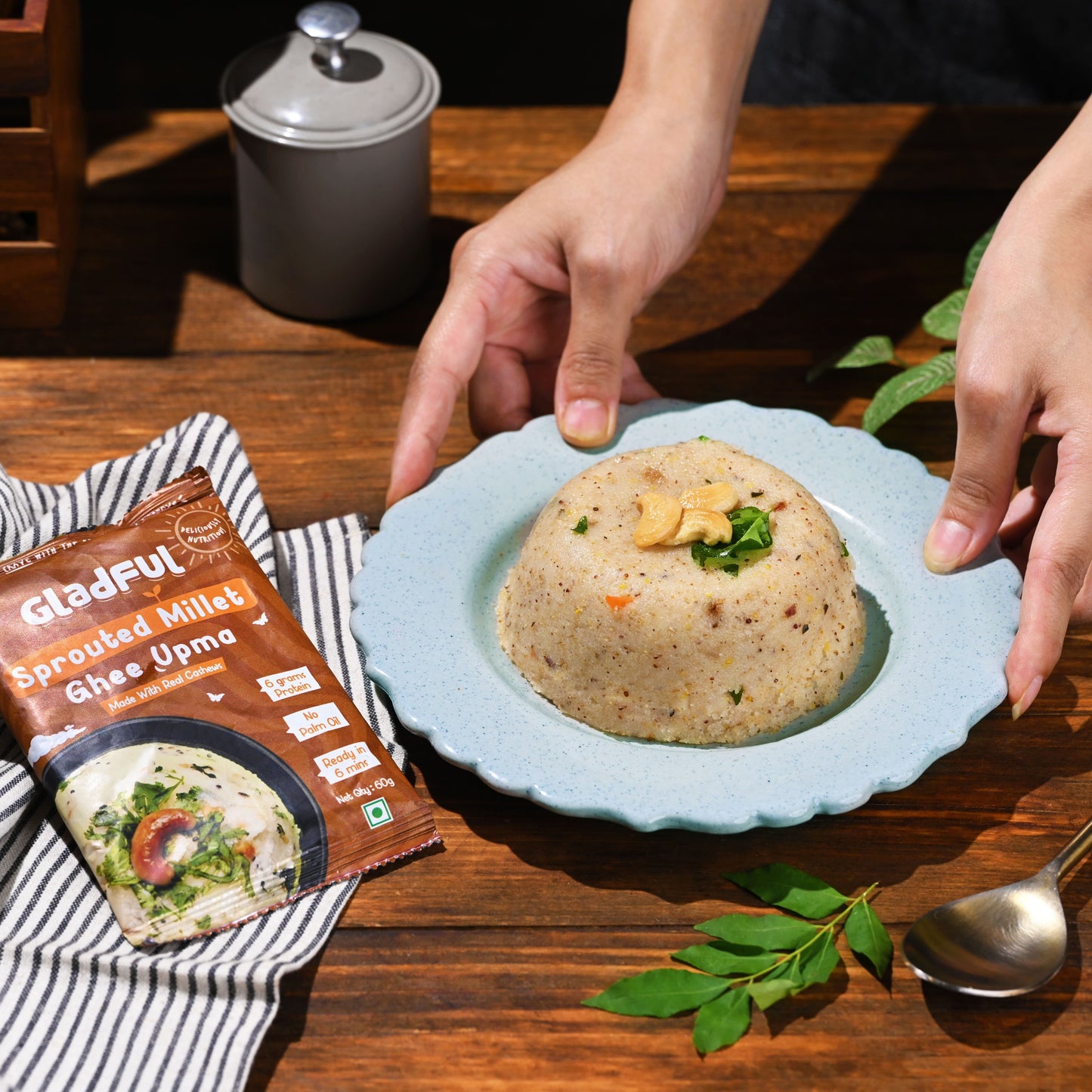 Gladful Desi Ghee and Millet Instant Upma with Cashews - Pack of 3