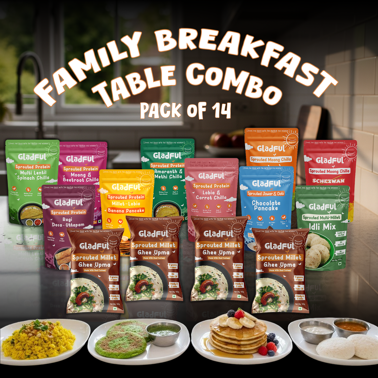 Family Breakfast Combo - Buy Once Breakfast sorted for a Month - 14 Packs | 2560gms