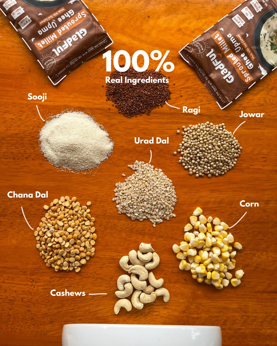 Gladful Desi Ghee and Millet Instant Upma with Cashews - Pack of 3