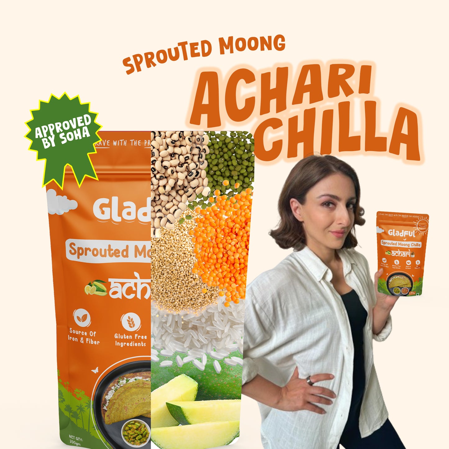 Sprouted Moong Dal Achari Chilla - 200gms