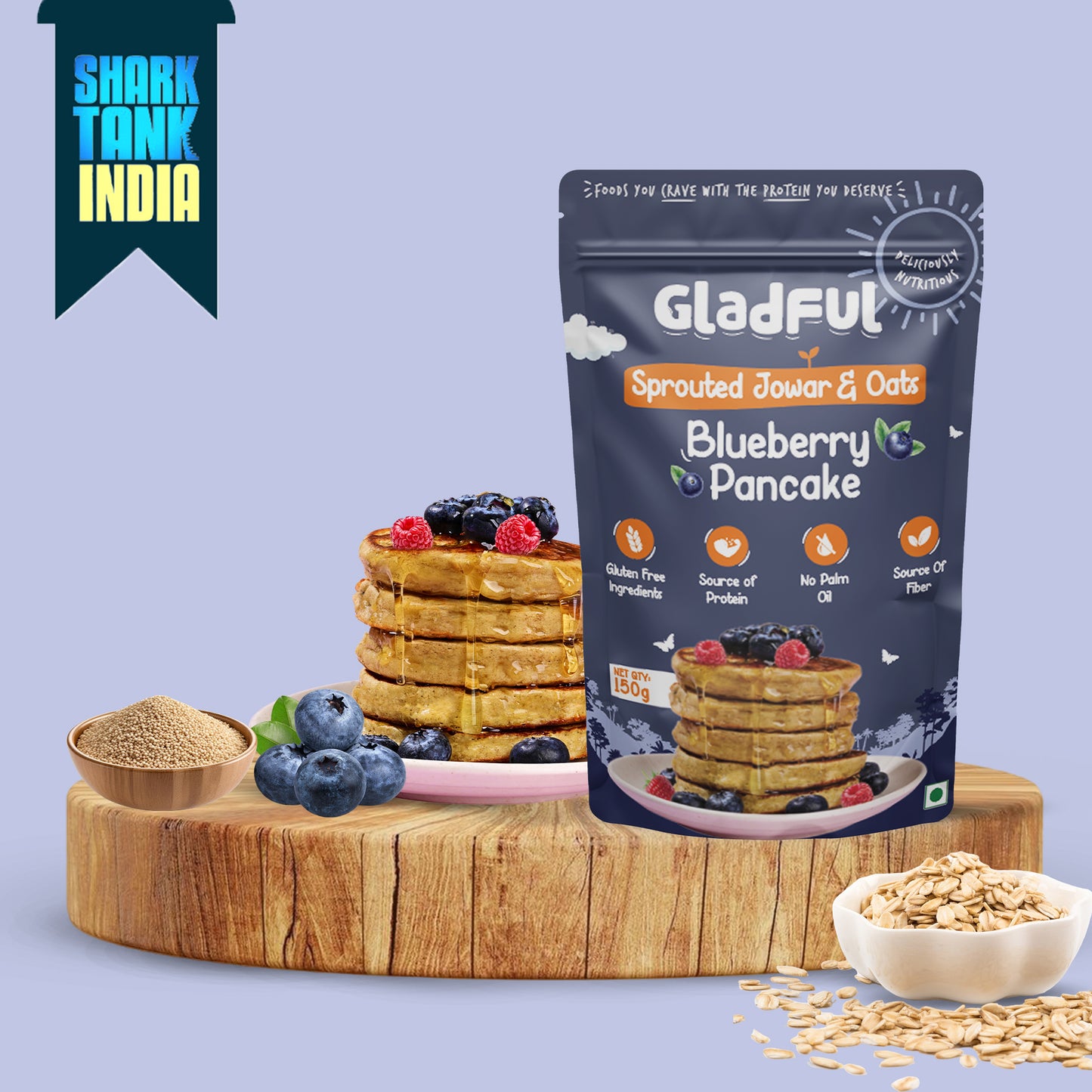 Gladful Blueberry Pancake with Jowar and Oats