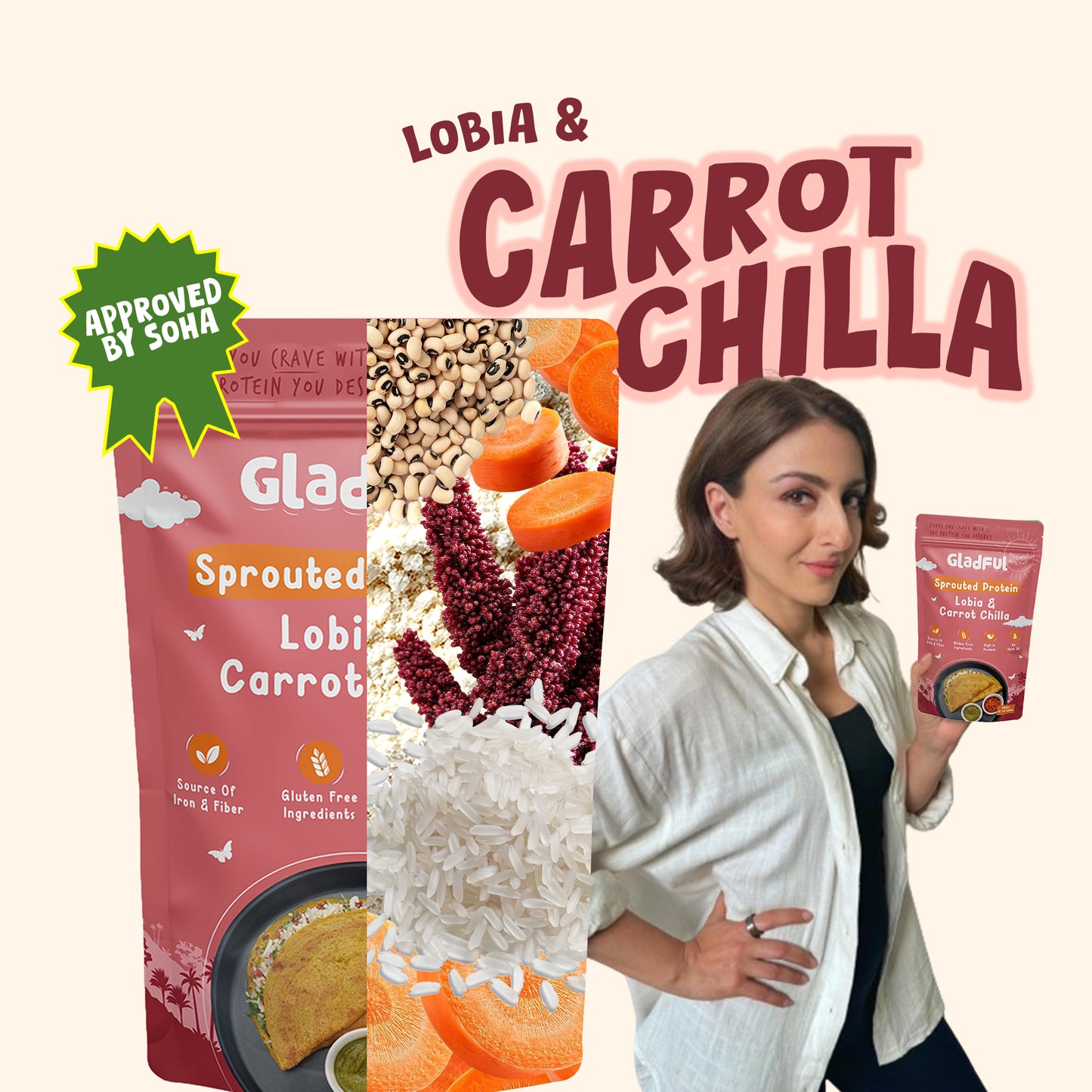 Gladful No Onion No Garlic Lobia Carrot Chilla - 200gms