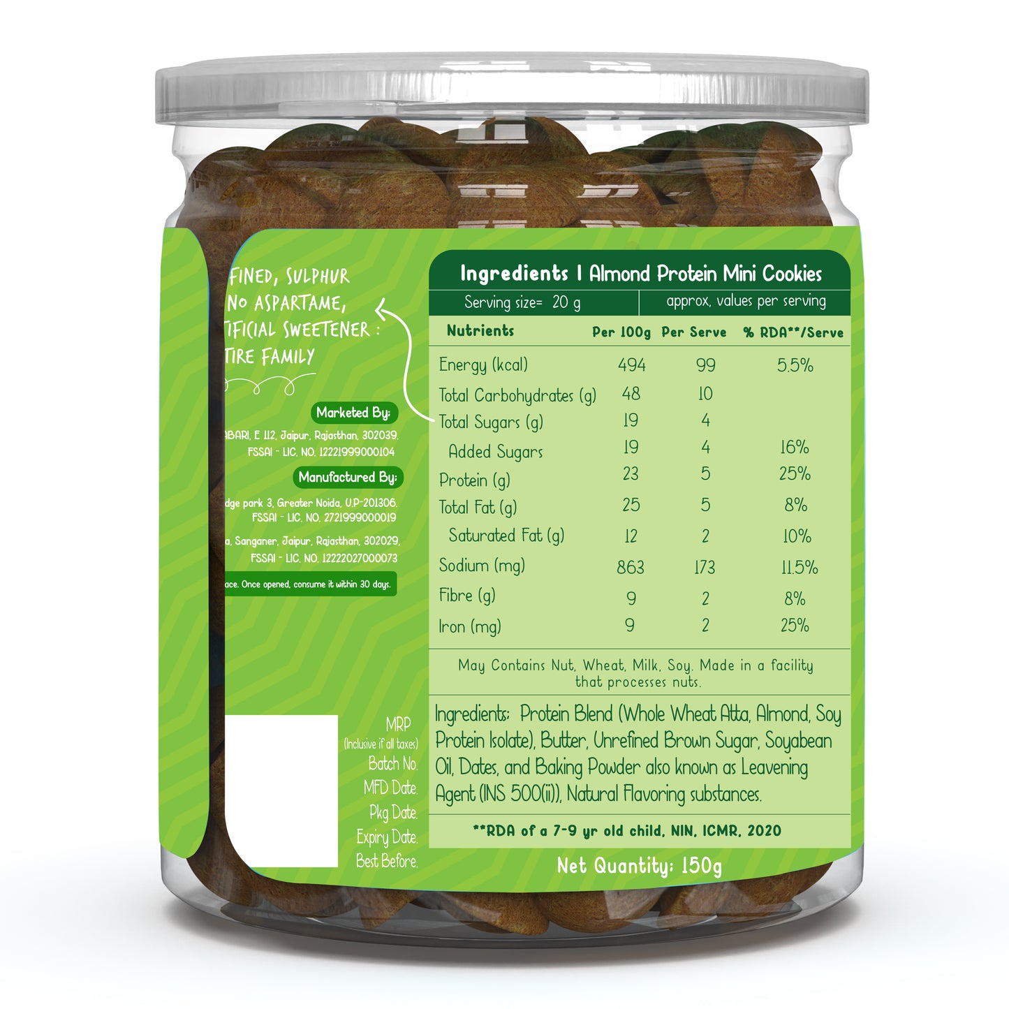 Almond Mini Cookies for Kids | No Maida Cookies