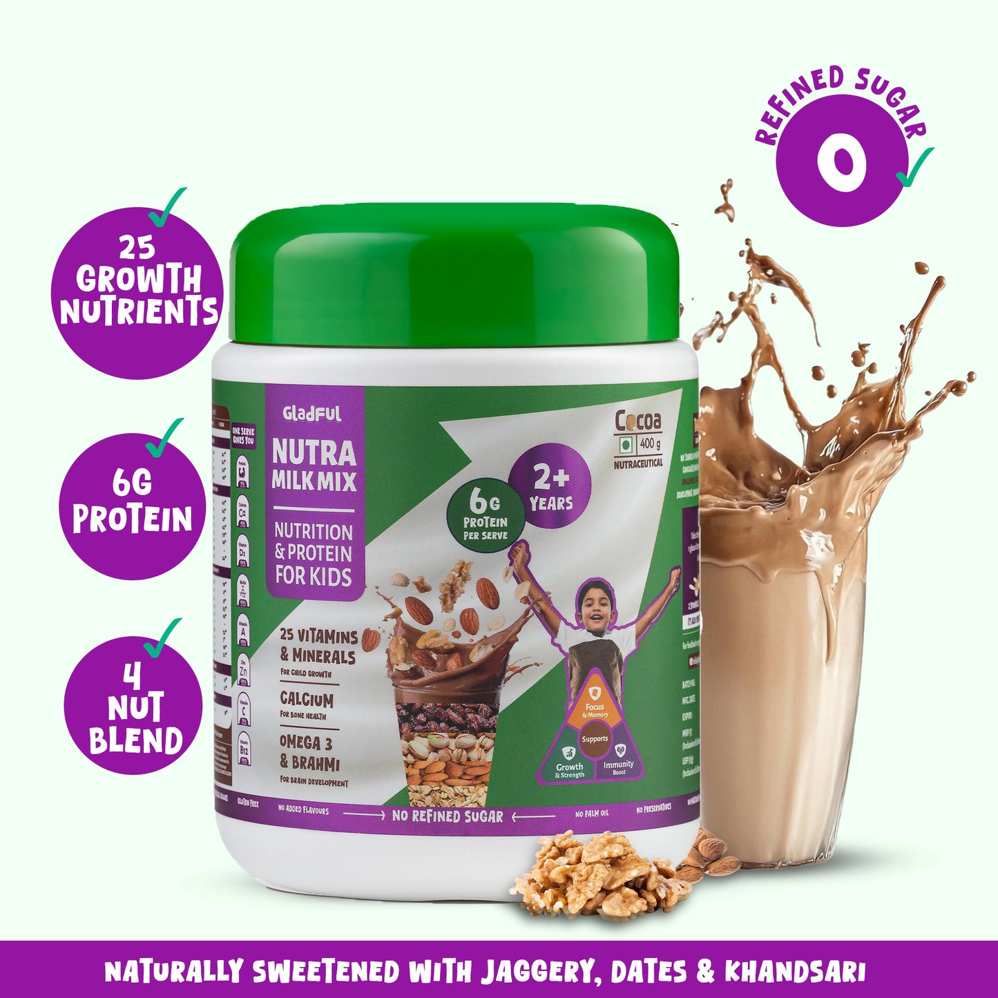 NutraMilk Mix 2+ yrs | Chocolate | High Protein | No Refined Sugar (400g)