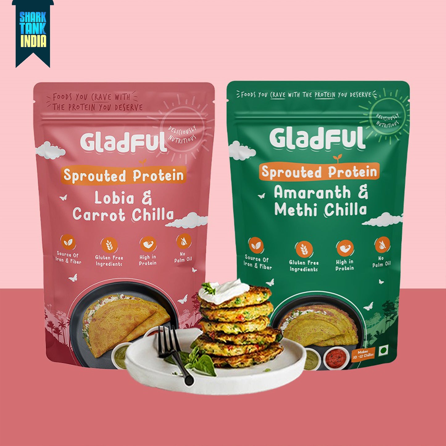 Gladful Carrot Chilla and Methi Chilla Instant Mix - Pack of 2*200gms