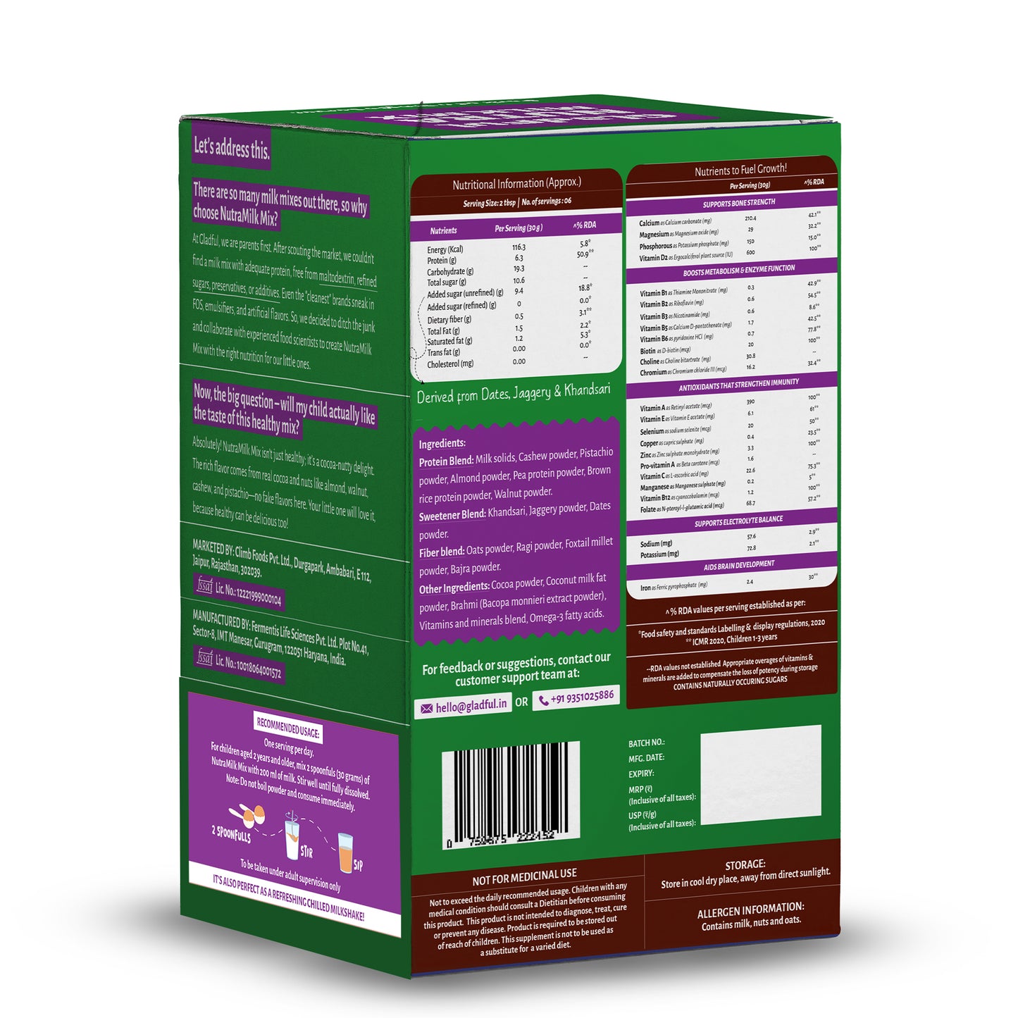 NutraMilk Mix 2+ yrs |Travel Pack |  Pack of 6 (6*30g)