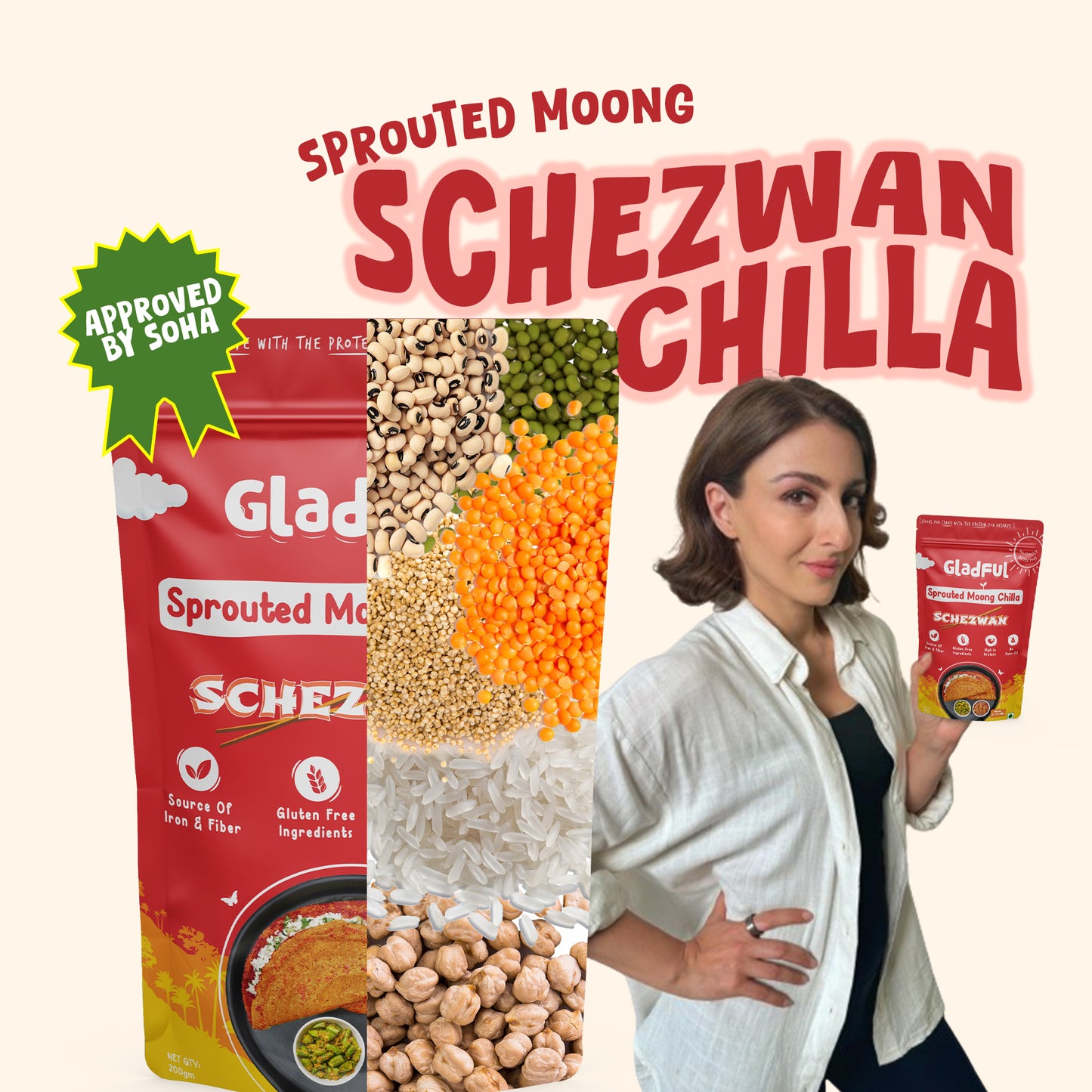 Schezwan Sprouted Moong Dal Chilla - 200gms