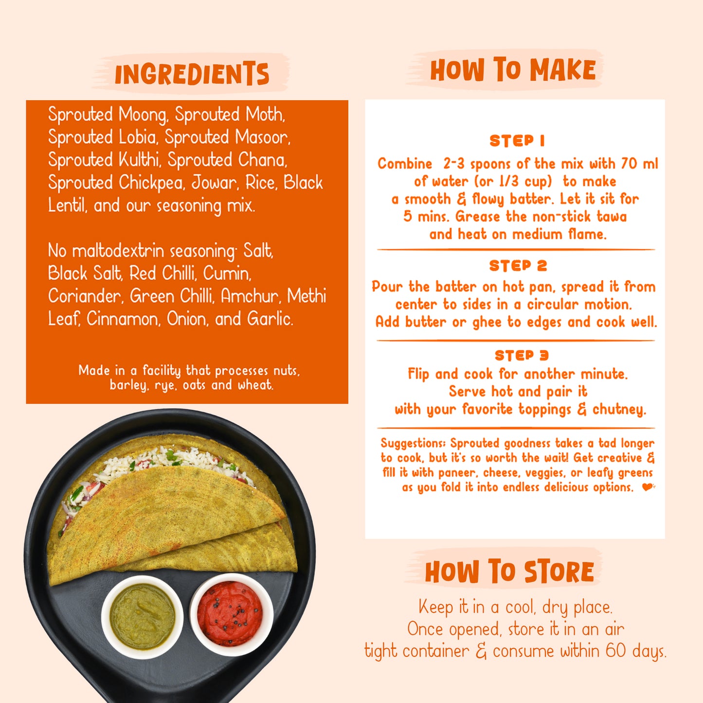 Schezwan Sprouted Moong Dal Chilla - 200gms