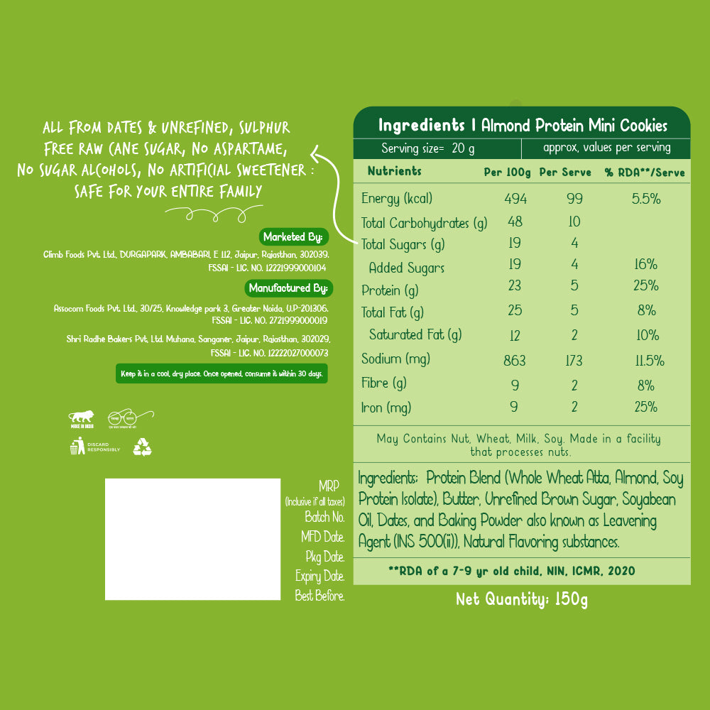 Almond Mini Cookies for Kids | No Maida Cookies
