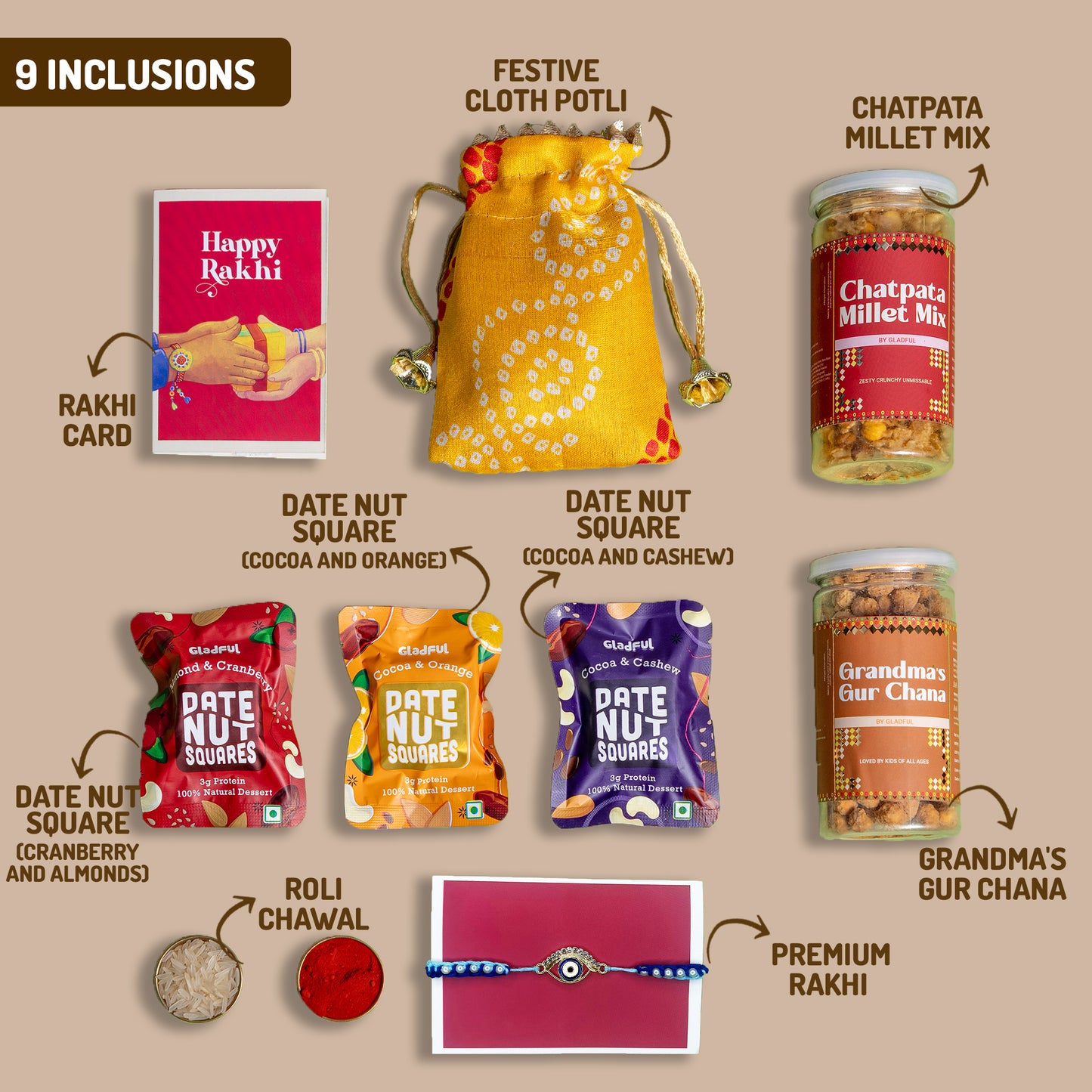 Rishton ka Tohfa Rakhi Gift Box - 9 Products