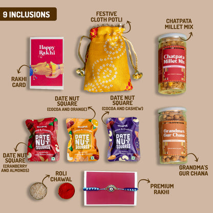 Rishton ka Tohfa Rakhi Gift Box - 9 Products