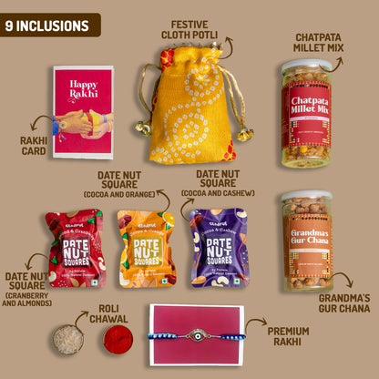 Wholesome Wishes Rakhi Gift Hamper - 9 Products
