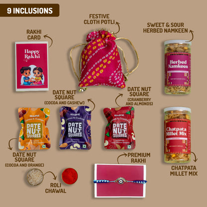 Wholesome Treats Rakhi Gift Box - 9 Products