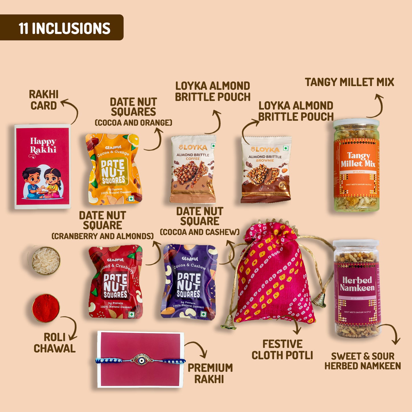 Delightful Bloom and Bliss Rakhi Gift Hamper - 11 Products