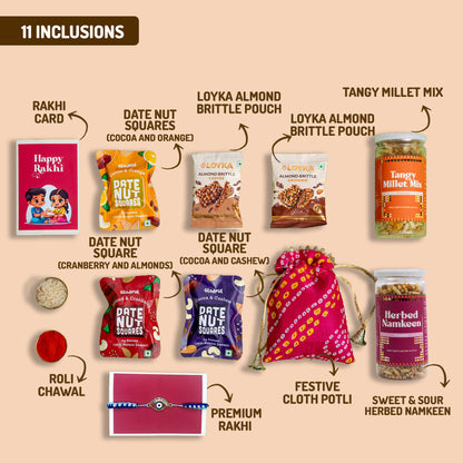 Delightful Bloom and Bliss Rakhi Gift Hamper - 11 Products
