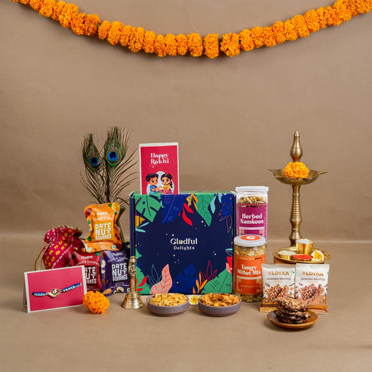 Healthy Treats and Wholesome Wishes Rakhi Gift Hamper - 11 Products