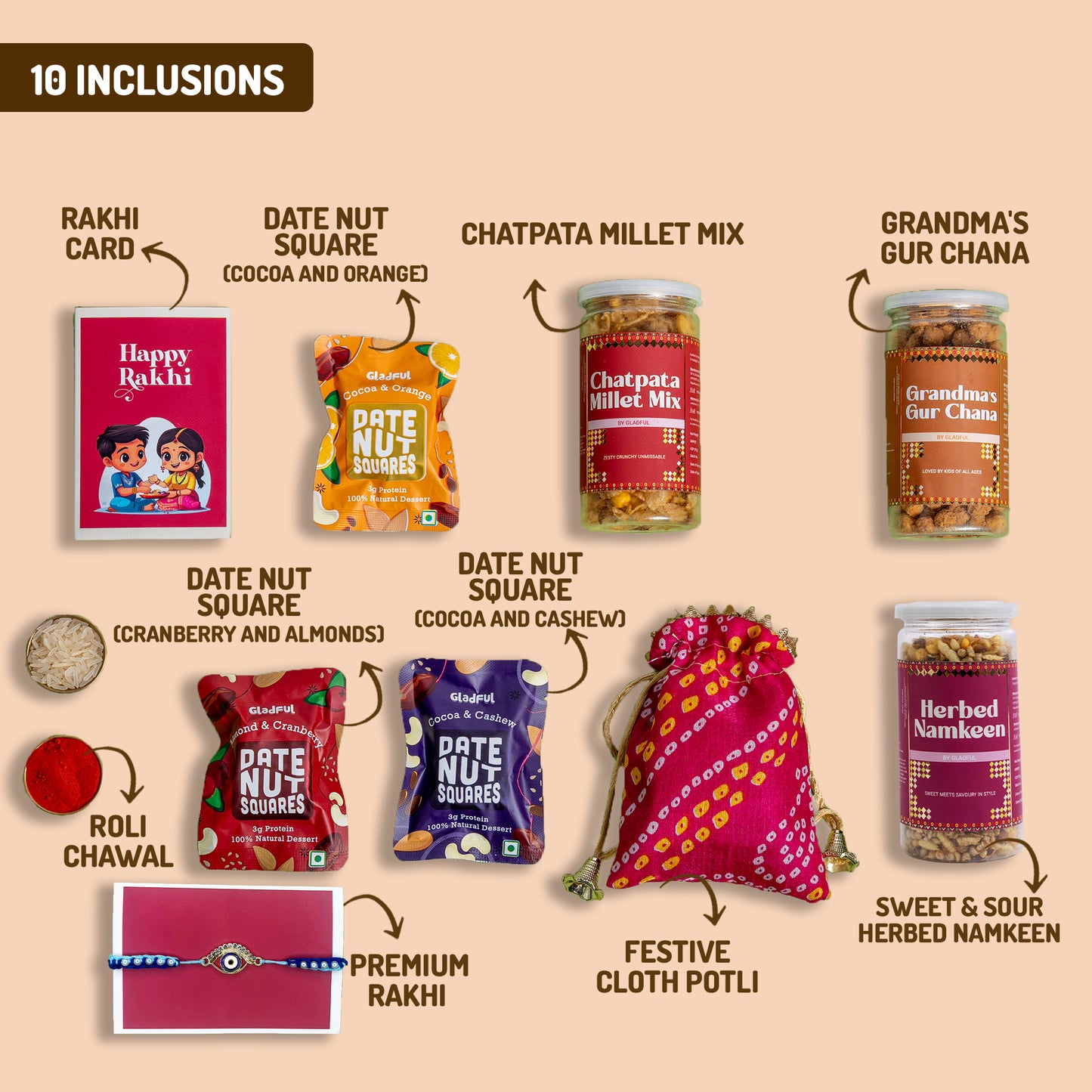 Healthy Delights Rakhi Gift Hamper - 10 Products