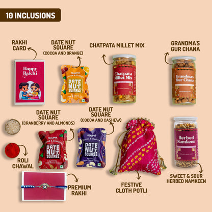 Healthy Delights Rakhi Gift Hamper - 10 Products
