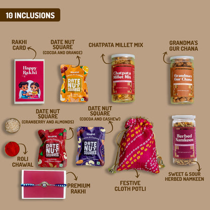 Millet Special Wholesome Rakhi Gift Hamper - 10 Products