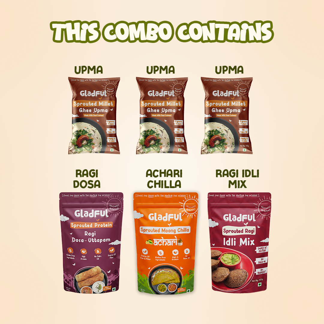 Millets & Lentils Breakfast Collection | 6 Packs | 980g