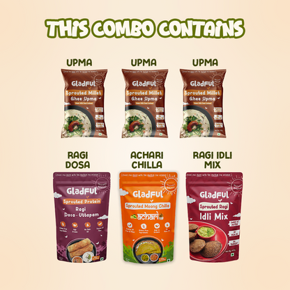 Millets & Lentils Breakfast Collection | 6 Packs | 980g