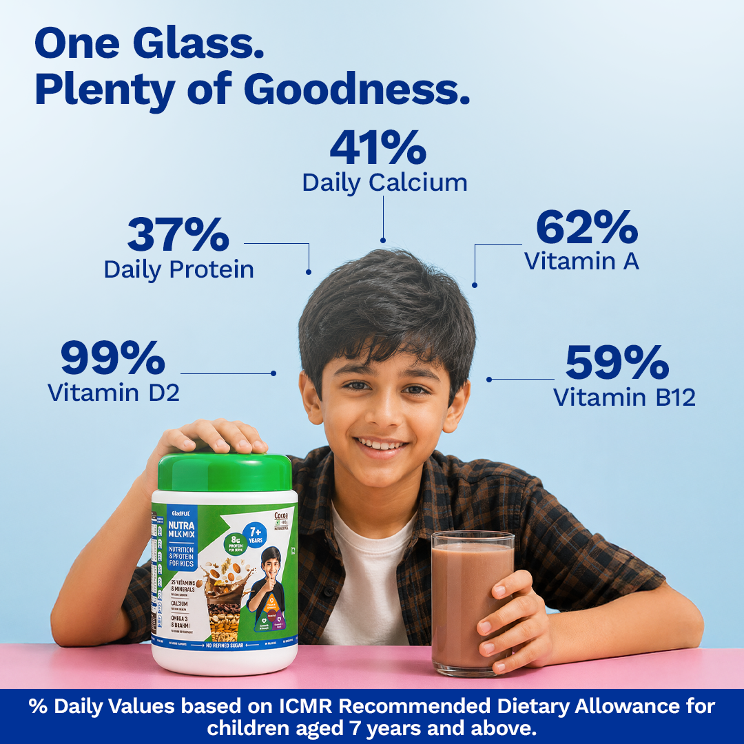 Nutra Milk Mix 7+ yrs | 400 gms | Chocolate | High Protein | No Refined Sugar | No Maltodextrin