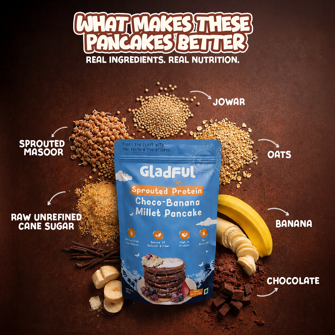 Chocolate Pancake Mix with Sprouted Millets and Masoor -  150gms