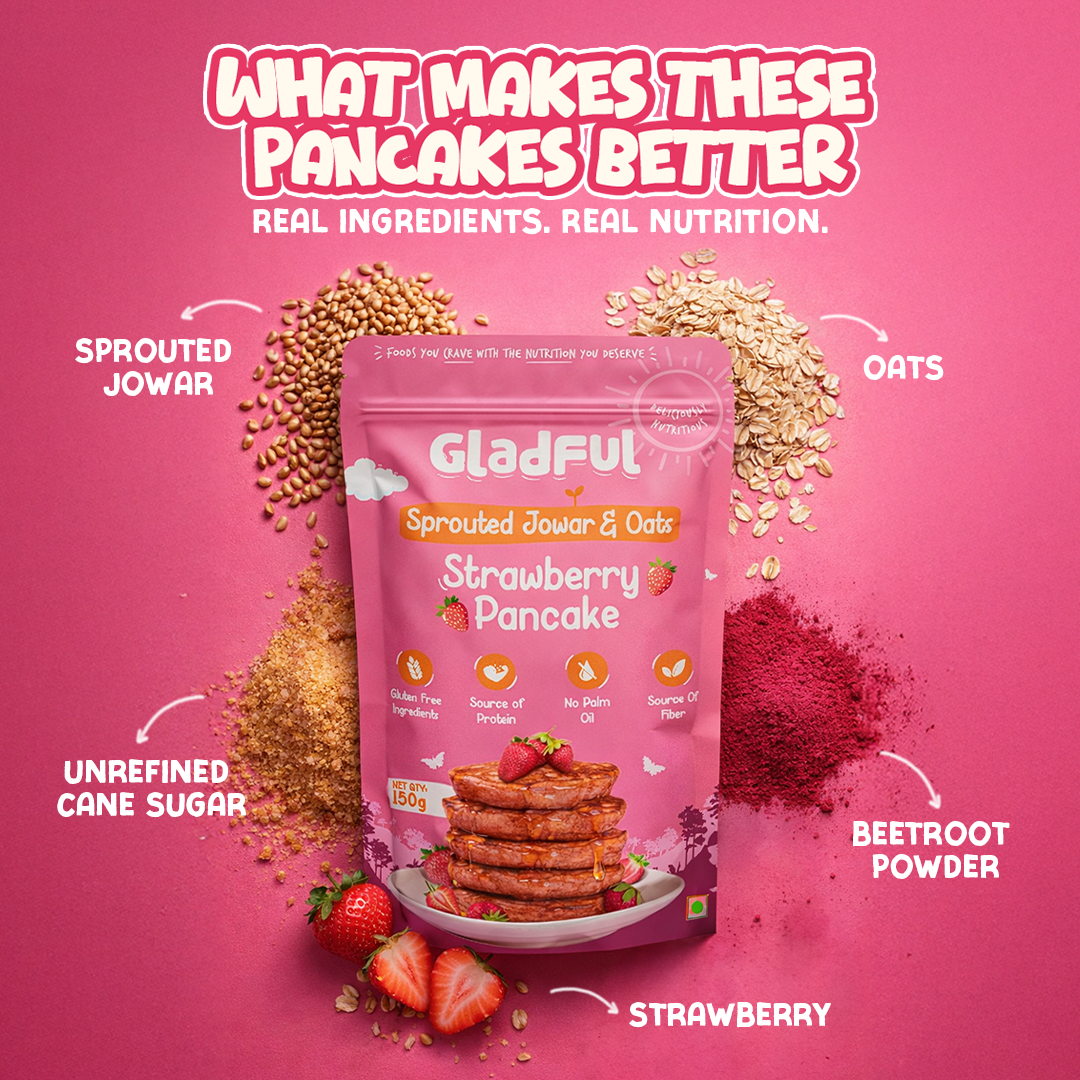 Strawberry Pancake Mix with Jowar and Oats - 150gms