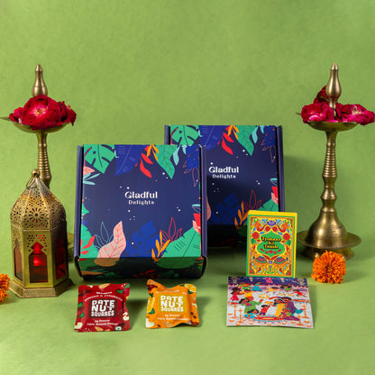 Diwali Game Night Gift Box in Delights by Gladful Blue Box - 7 Products