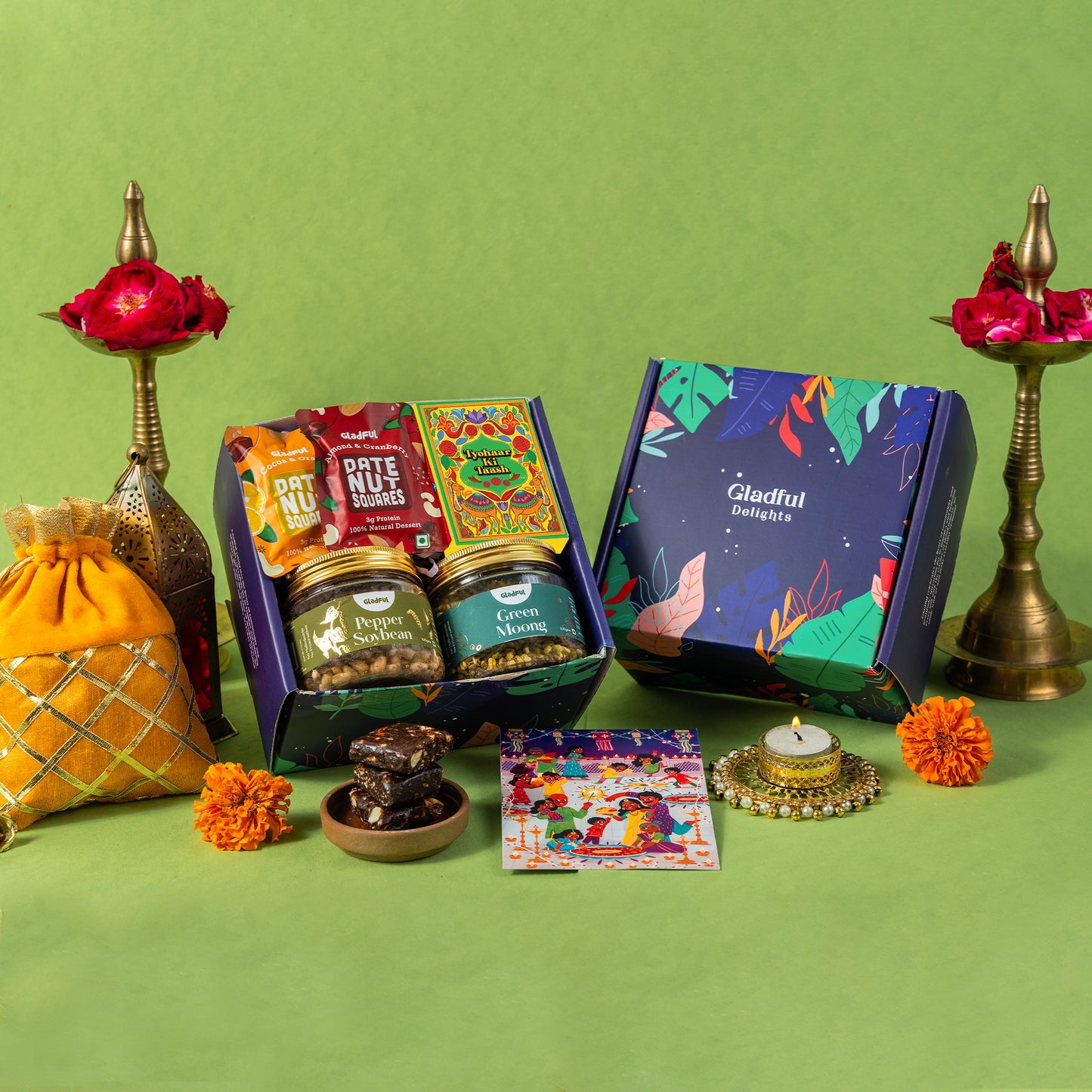 Diwali Game Night Gift Box in Delights by Gladful Blue Box - 7 Products