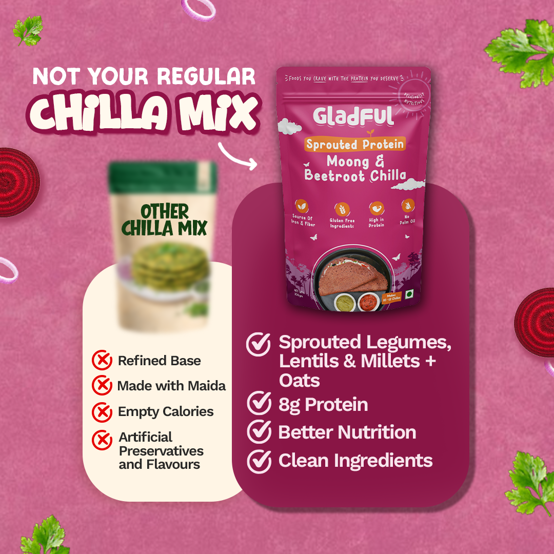 Beetroot Sprouted Moong Dal Chilla - 200gms