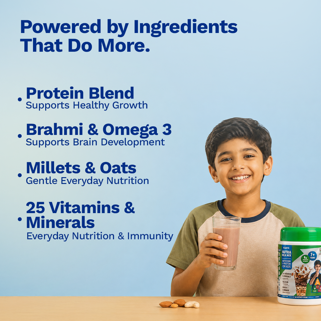 Nutra Milk Mix 7+ yrs | 400 gms | Chocolate | High Protein | No Refined Sugar | No Maltodextrin