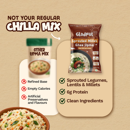 Gladful Desi Ghee and Millet Instant Upma with Cashews - Pack of 5