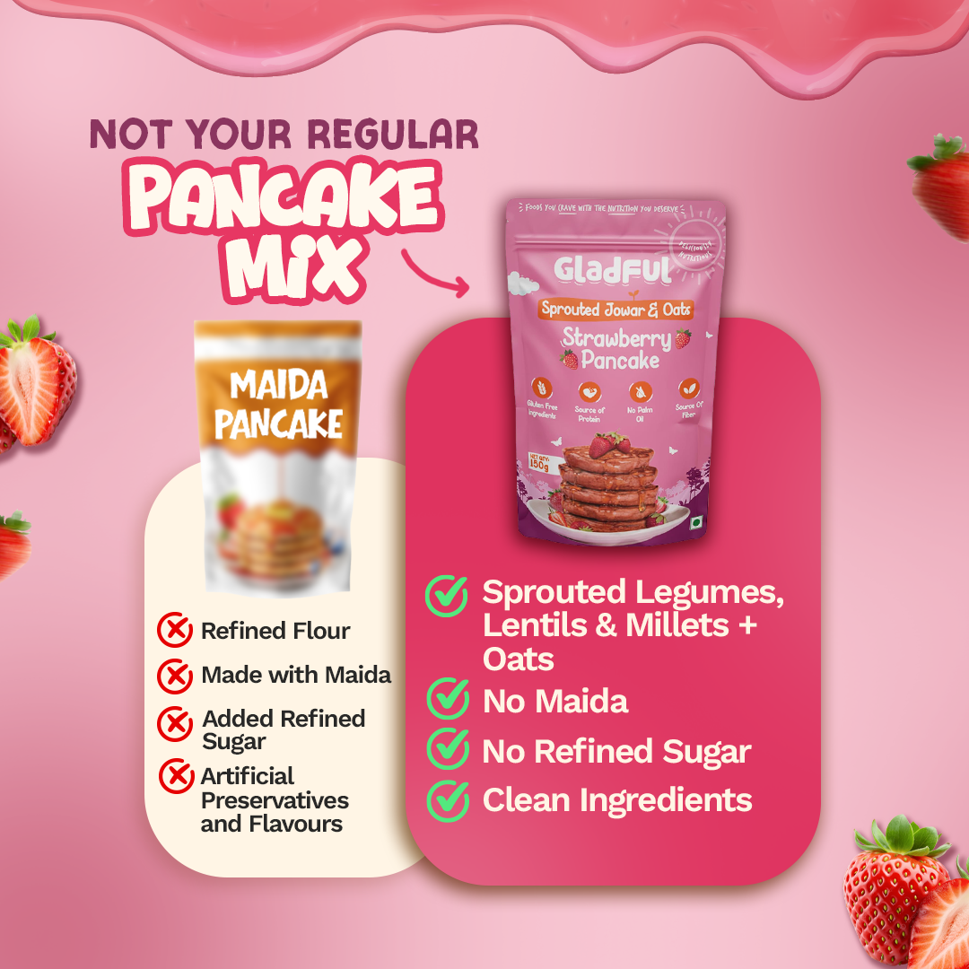 Strawberry Pancake Mix with Jowar and Oats - 150gms