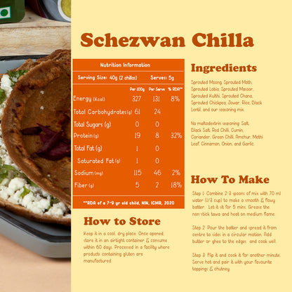 Schezwan  Chilla with Sprouted Moong Instant Mix - 200gms