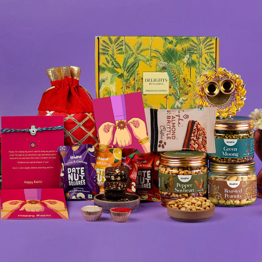 Heartfelt Rakshabandhan Gift Hamper in Delights by Gladful Yellow Box : 11 Products